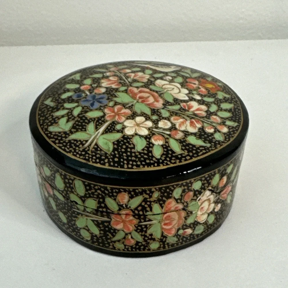 Vintage Small Papier Mache jewelry box made in India